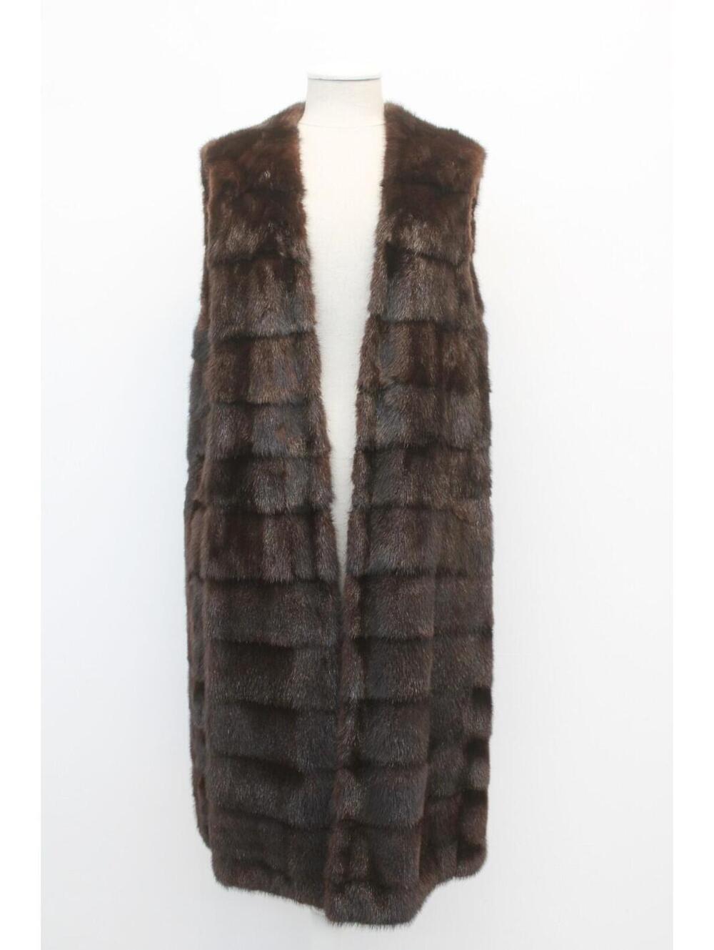 MINT CANADIAN DARK RANCH MINK FUR LONG VEST WOMEN WOMAN SIZE 4-6 SMALL